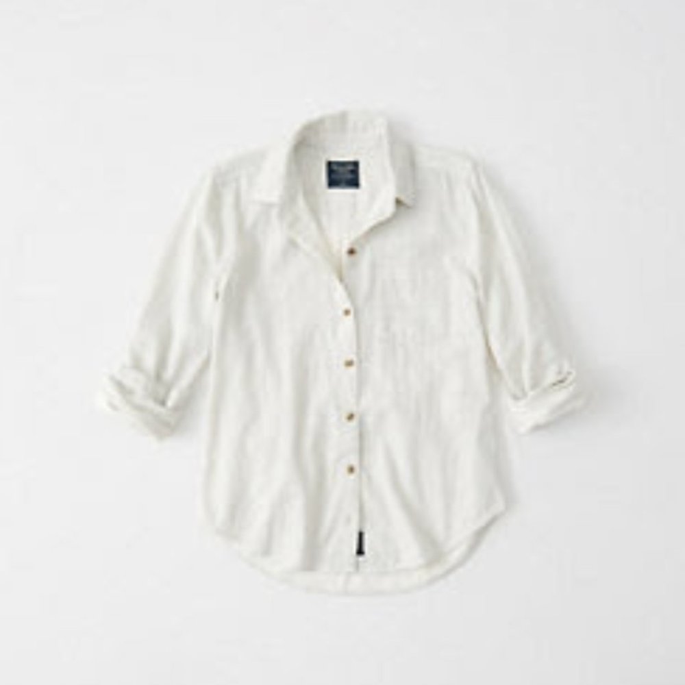 NWT Abercrombie Button Up Shirt - Vertical Cream Stripe - Small